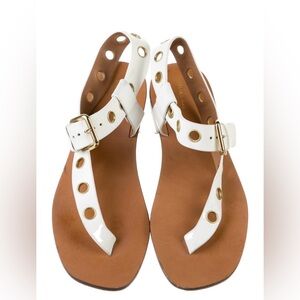 Celine White Leather Slingback Sandals Size 39.5, US 9.5